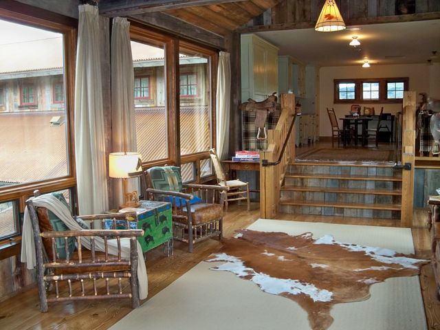 A look inside a room with rustic, western decor at The Ranch at Rock Creek in Montana.
