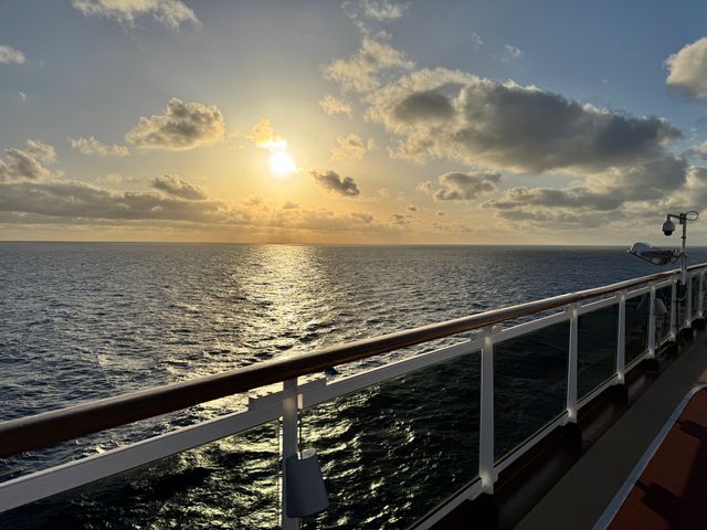 A sunset as seen from the deck of a cruise ship.