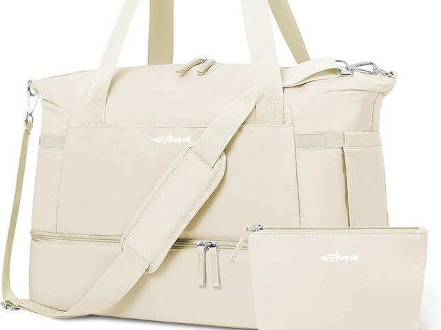 A white Etronik Weekender Duffel Bag.
