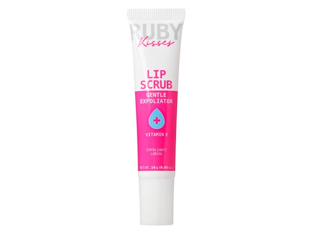 A tube of lip scrub against a white background.