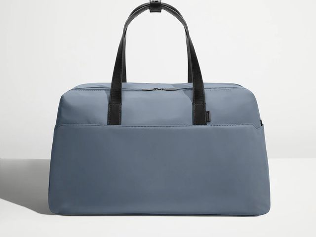 The Away Weekender bag in blue.