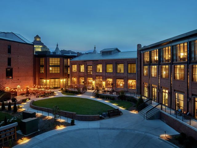 Exterior of former mill converted to hotel