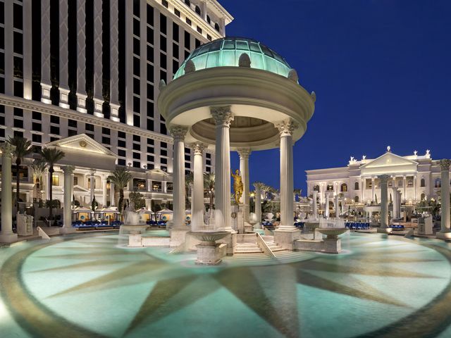A rotunda as part of the Temple Pool at Caesars Palace’s Garden of the Gods Pool Oasis.