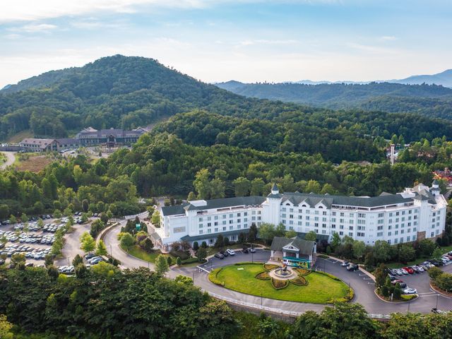 An aerial view over Dollywood's DreamMore Resort.