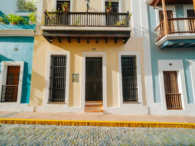 A row of pastel-colored buildings in Old San Juan, Puerto Rico.
