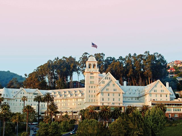 The stately exterior and entrance at the Claremont in Berkeley