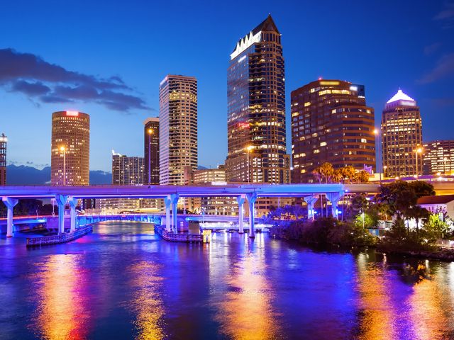 The skyline of Tampa, Florida at night.