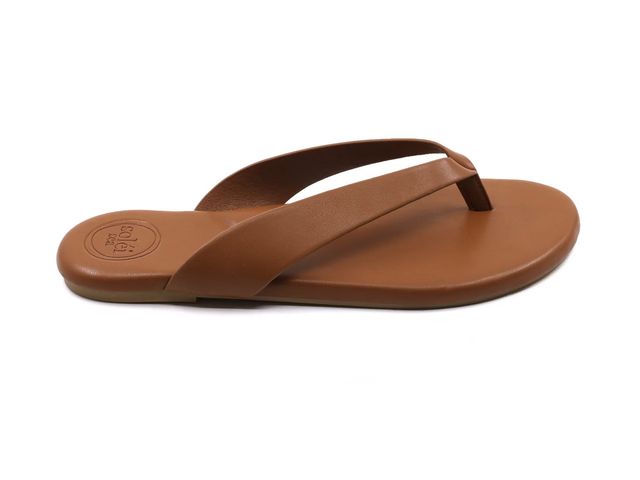 A brown thong-style sandal from Soléi Sea.