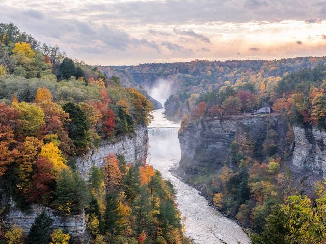 Autumn View of the Middle and Upper From Grandview in New York's Letchworth State Park.