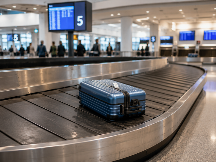 single bag on luggage carousel