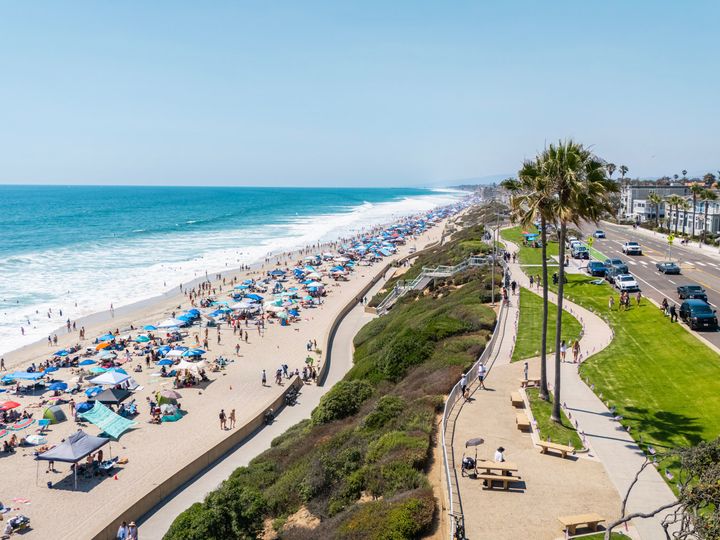 beach and promenade area of Carlsbad, California.