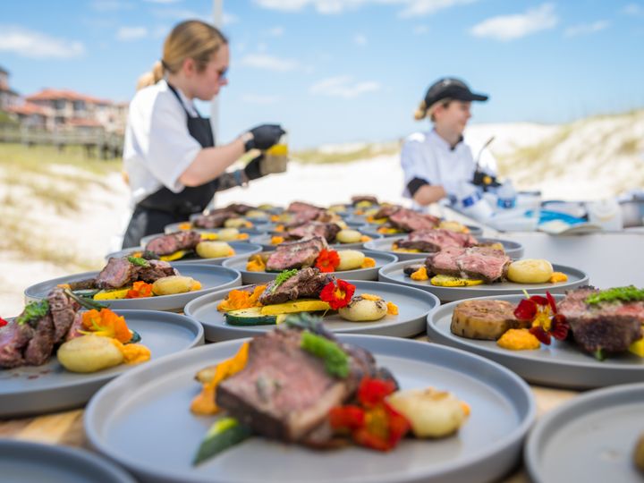 Chefs preparing food at Fish to Fork festival